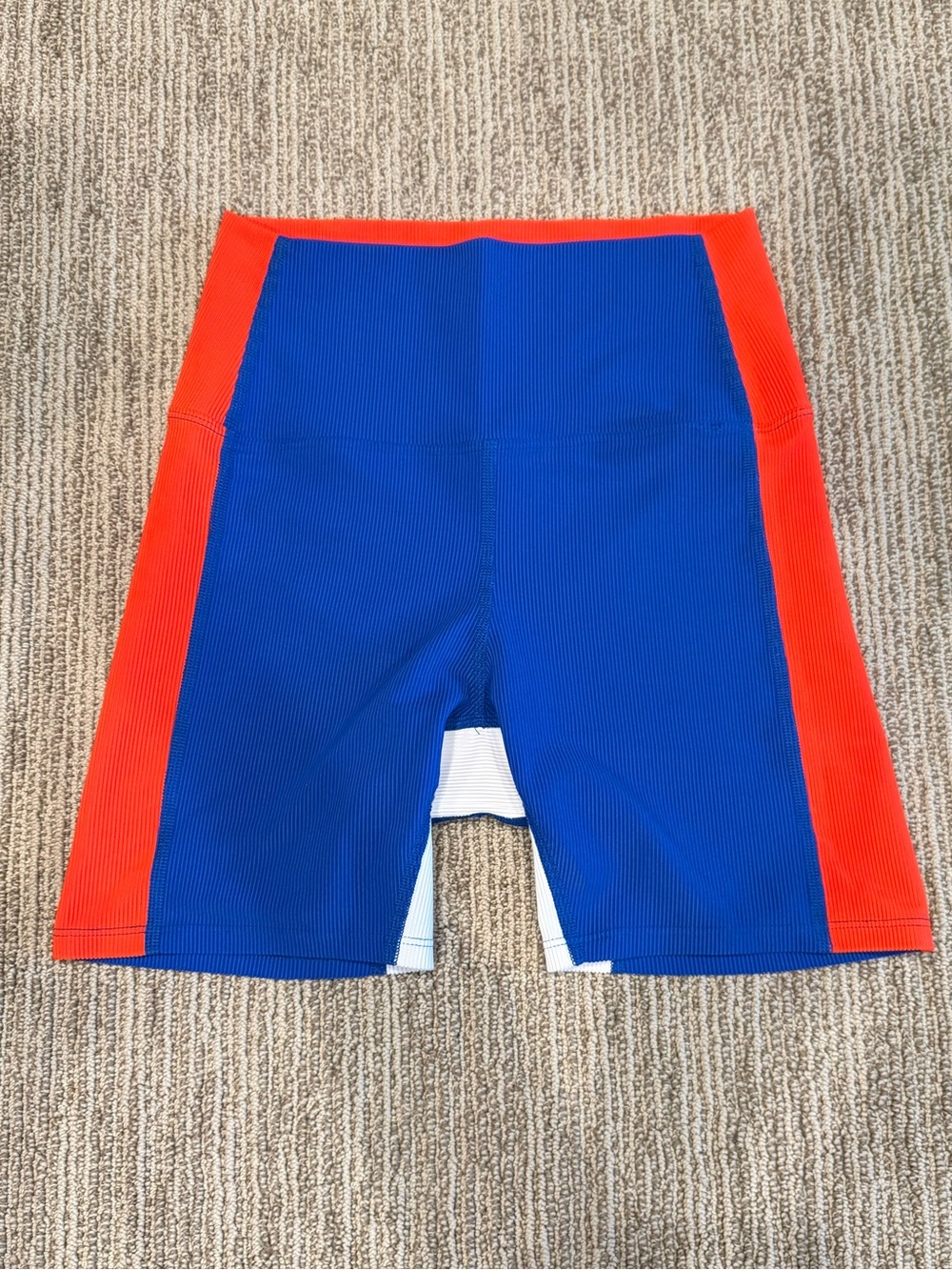 Beach Riot Sport Colorblock Bike Shorts in Red & Blue